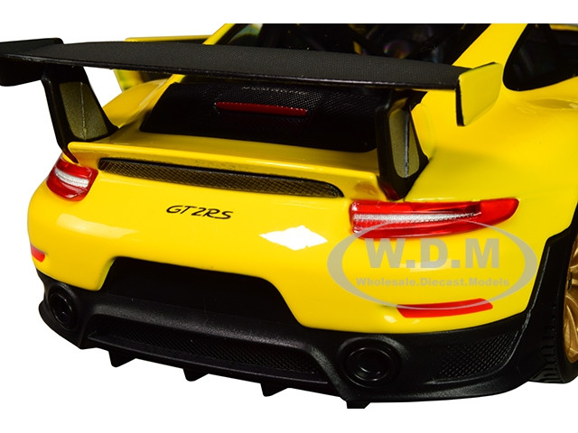 Porsche 911 GT2 RS Yellow Carbon Hood 1/24 Diecast Model Car