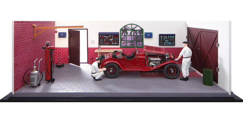 1930 Alfa Romeo 6C 1750 GS Red Two Mechanics Garage Workshop Diorama Limited Edition 200 pieces Worldwide 1/18 Diecast Model Car CMC A-015