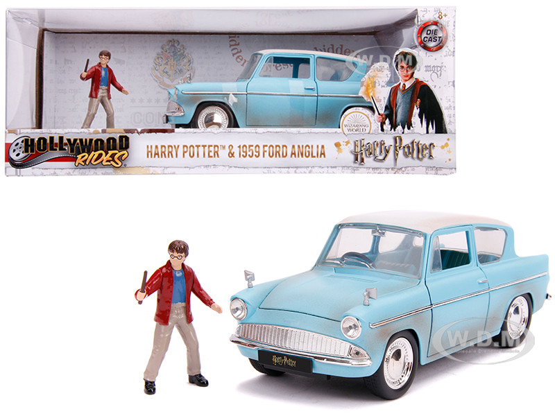 dosis Liever Toezicht houden 1959 Ford Anglia Light Blue Weathered Harry Potter Diecast Figurine 1/24  Diecast Model Car Jada 31127
