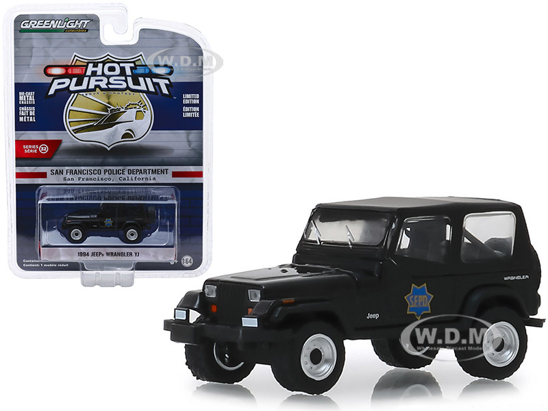 1994 Jeep Wrangler Yj San Francisco Police Department Sfpd Black Hot Pursuit Series 32 1 64 Diecast Model Car By Greenlight