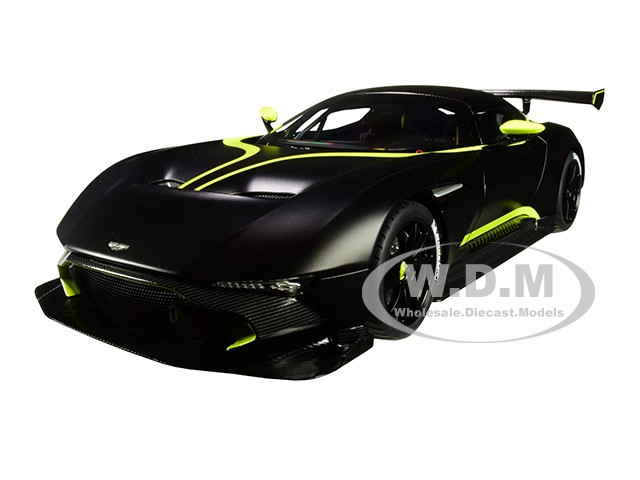 Aston Martin Vulcan Matt Black Lime Green Stripes 1/18 Model Car