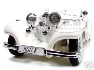 1936 Mercedes 500K Special Roadster White 1/18 Diecast Model Car