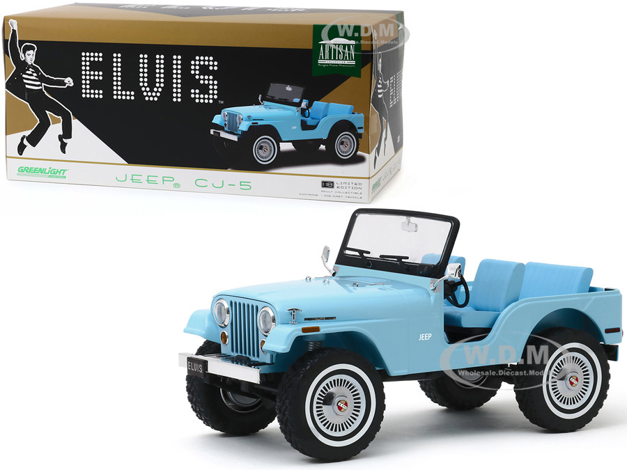 Jeep CJ-5 Sierra Blue Elvis Presley 1935 1977 1/18 Diecast Model Car  Greenlight 19061