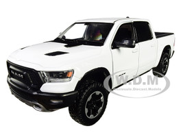 2019 RAM 1500 Rebel Crew Cab Pickup Truck White 1/24 Diecast Model Car Motormax 79358