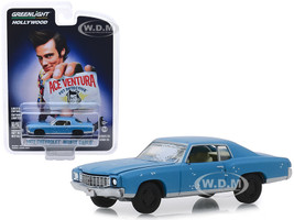1972 Chevrolet Monte Carlo Light Blue A Beat Up Ace Ventura Pet Detective 1994 Movie Hollywood Series Release 25 1/64 Diecast Model Car Greenlight 44850 F