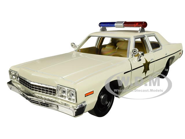 1975 Dodge Monaco Cream Hazzard County Sheriff 1/24 Diecast Model Car Greenlight 84094