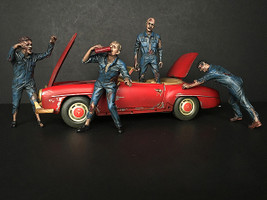 Zombie Mechanics 4 Piece Figurine Set Got Zombies? for 1/24 Scale Models American Diorama 38297 38298 38299 38300