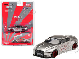 Nissan GT-R R35 Type 1 LB Works LibertyWalk Satin Silver Rear Wing Limited Edition 4800 pieces Worldwide 1/64 Diecast Model Car True Scale Miniatures MGT00049