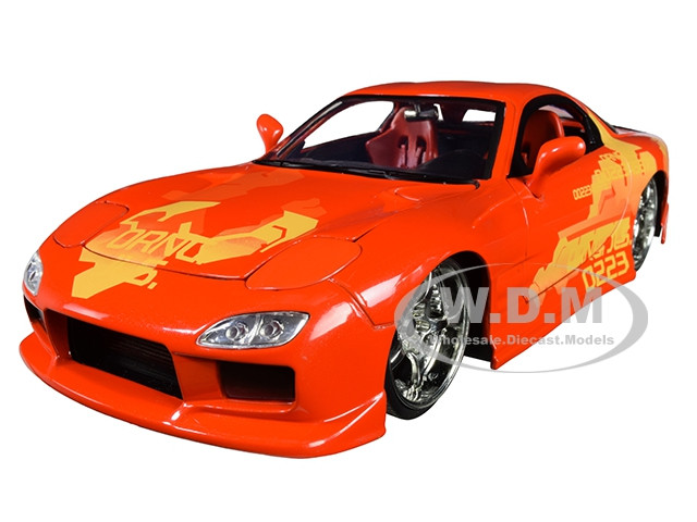 Mazda Rx-7 Orange And Black Fast Furious Movie Diecast Model Car 