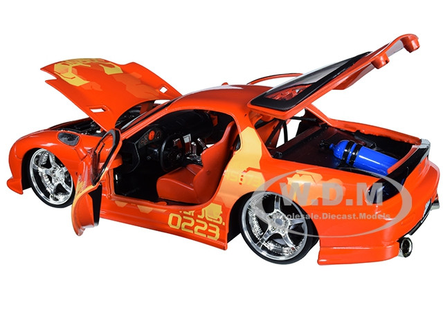 Model Car MAZDA Rx-7 Orange for Fast and Furious 7 1/2in Scale 1 24 Jada 30747 for sale online 
