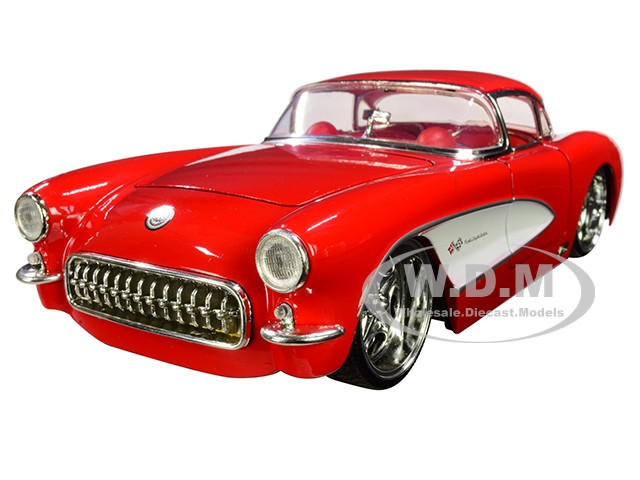 1957 Chevrolet Corvette Red With Red Interior Bigtime Muscle 1 24 Diecast Model Car By Jada