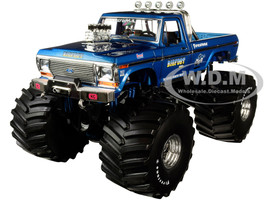 1974 Ford F-250 Ranger XLT Monster Truck Blue Bigfoot #1 with 66-Inch Tires Kings of Crunch Series 1/18 Diecast Model Car Greenlight 13541