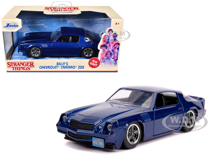 Billy's Chevrolet Camaro Z28 Metallic Dark Blue Stranger Things 2016 TV Series Hollywood Rides 1/32 Diecast Model Car Jada 31113
