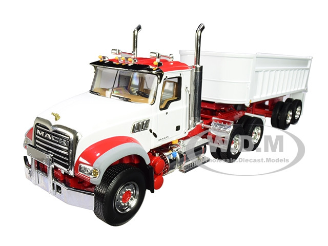 Mack Granite Mp With End Dump Trailer White 1 34 Diecast Model By First Gear
