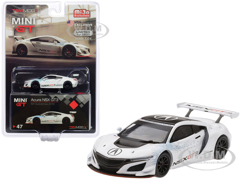 Acura NSX GT3 White New York Auto Show 2016 Limited Edition 3600 pieces Worldwide 1/64 Diecast Model Car True Scale Miniatures MGT00047