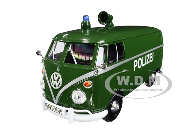 ミニカー Volkswagen Police Bus Volkswagen Type 2 T1 Police Van Polizei Dark Green 1/24