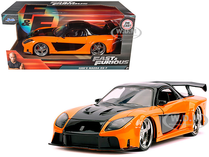 Han's Mazda RX-7 RHD Right Hand Drive Orange Black Fast & Furious Movie 1/24 Diecast Model Car Jada 30732