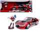 1969 Chevrolet Corvette Stingray Harley Quinn Diecast Figure DC Comics Series 1/24 Diecast Model Car Jada 31196