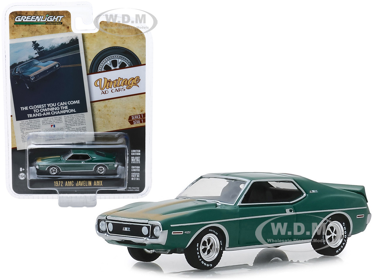 Greenlight 1:64 Vintage AD Cars Series 1 1972 Ford Ranchero Diecast Car 39020-E