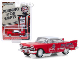 1957 Plymouth Savoy Red White Top Red Crown Running on Empty Series 9 1/64 Diecast Model Car Greenlight 41090 A