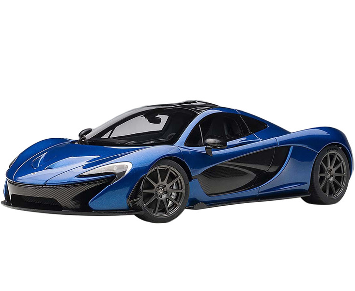 McLaren P1 Azure Blue Metallic Dark Blue Carbon Fiber 1/18 Model Car Autoart 76061