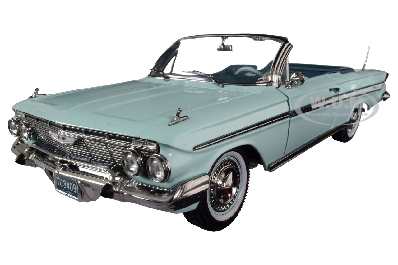 1961 Chevrolet Impala Open Convertible Seafoam Green 1 18 Diecast Model Car Sunstar 3409