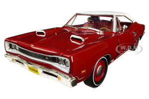 1969 Dodge Super Bee Hardtop Dark R6 Red White Top Class of 1969 1/18 Diecast Model Car Autoworld AMM1191