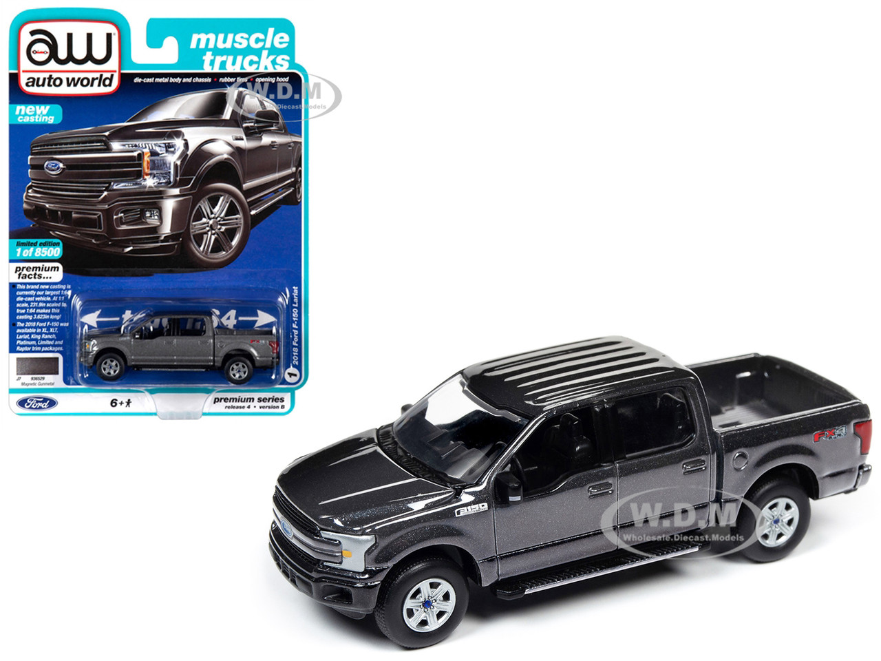 2018 Ford F 150 Lariat Pickup Truck Magnetic Gunmetal Gray Metallic Muscle Trucks Limited Edition To 8500 Pieces Worldwide 164 Diecast Model Car