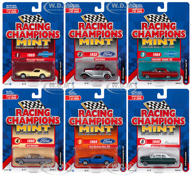 2019 Mint Release 1 Set B of 6 Cars 30th Anniversary 1989 2019 Limited Edition 2000 pieces Worldwide 1/64 Diecast Models Racing Champions RC010 B