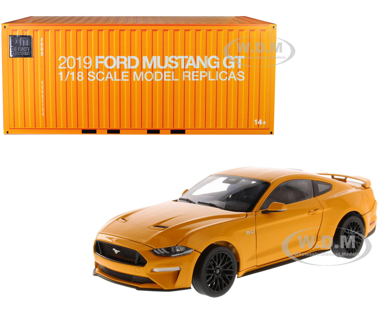 2019 Ford Mustang Gt 5 0 Coupe Orange Fury Metallic 1 18 Diecast Model Car By Diecast Masters