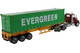 Western Star 4700 SB Tandem Truck Tractor Metallic Red with Skeleton Trailer and 40' Dry Goods Sea Container EverGreen Transport Series 1/50 Diecast Model Diecast Masters 71049