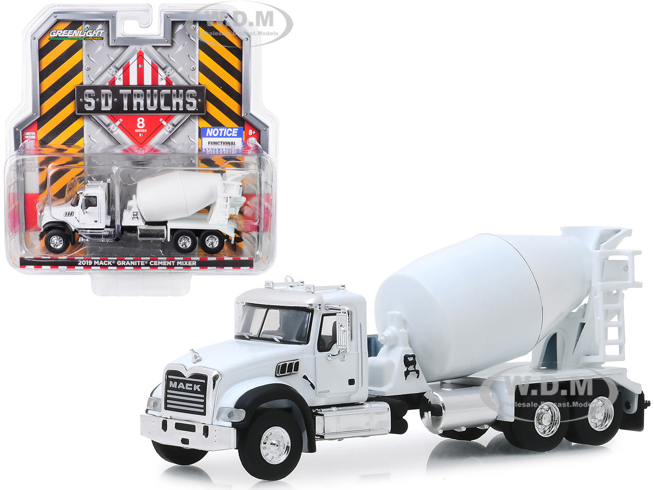 2019 Mack Granite Cement Mixer White S D Trucks Series 8 1 64 Diecast Model By Greenlight