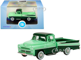 1957 Dodge D100 Sweptside Pickup Truck Forest Green Misty Green 1/87 HO Scale Diecast Model Car Oxford Diecast 87DP57003