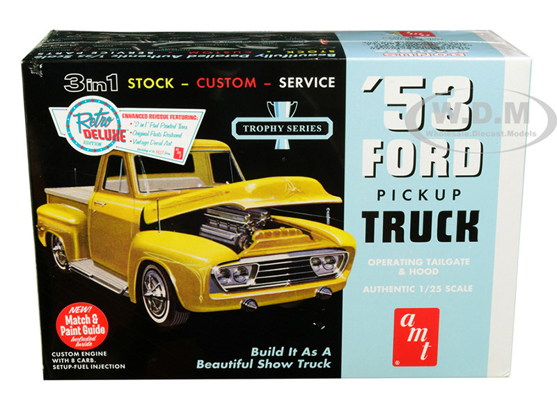 Skill 2 Model Kit 1953 Ford Pickup Truck Trophy Series 3 in 1 Kit 1/25 Scale Model AMT AMT882
