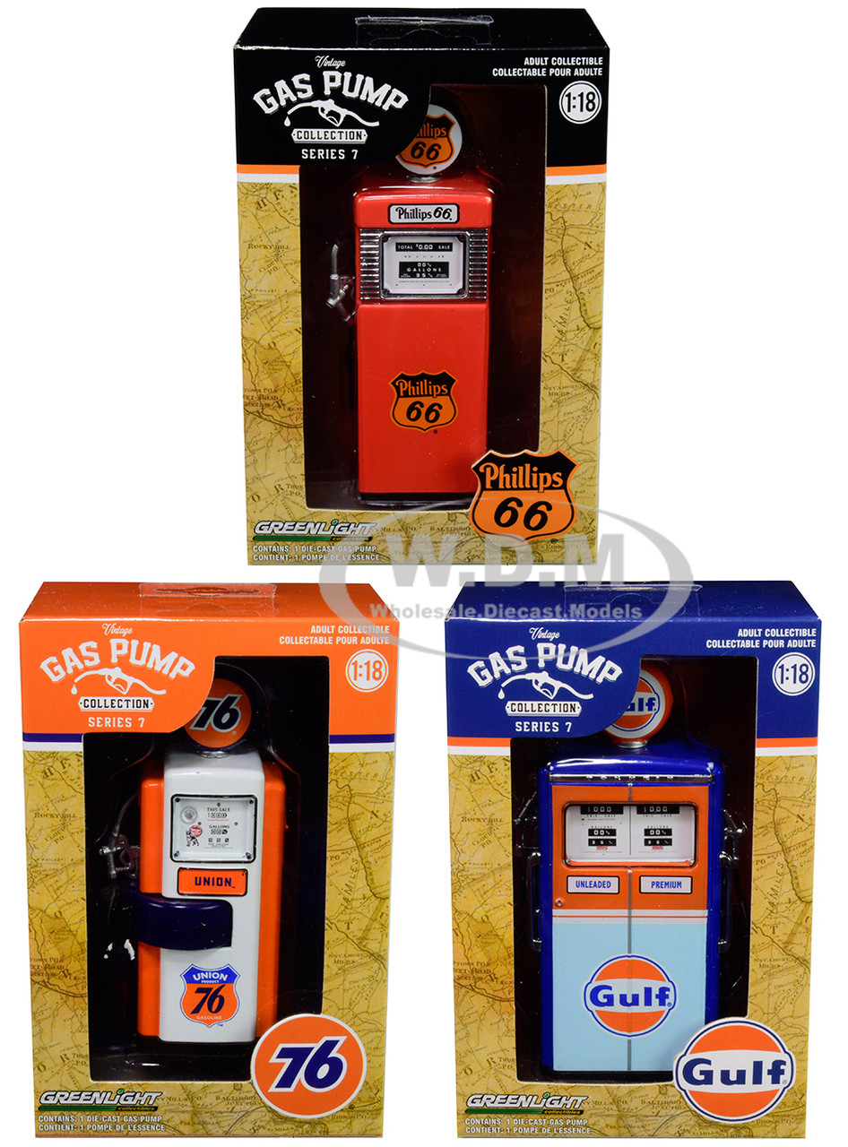 Vintage Gas Pump Series 7 Set 3 Pumps 1 18 Diecast Models