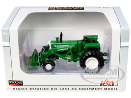 White Oliver 1755 Wide Front Tractor with Loader Green 1/64 Diecast Model SpecCast SCT734