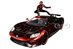 2017 Ford GT Miles Morales Diecast Figurine Spider Man Marvel Series 1/24 Diecast Model Car Jada 31190