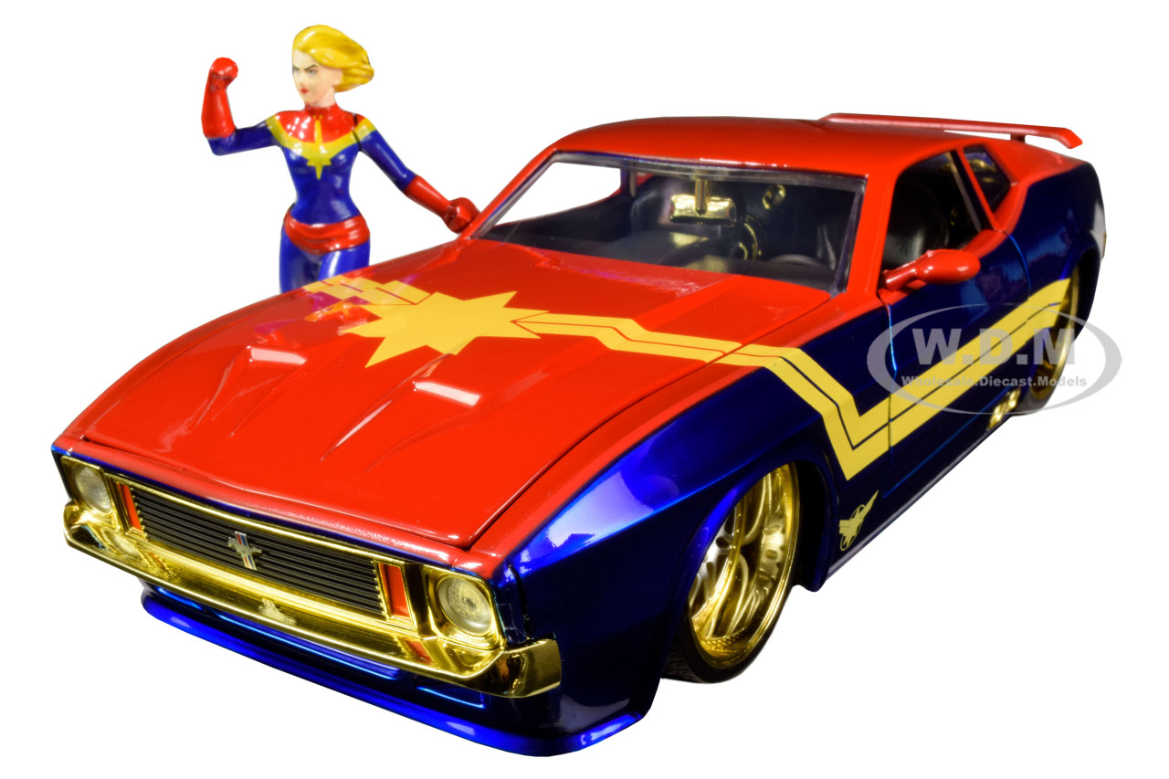 Ford Mustang Mach 1 with Captain Marvel Diecast Figurine "Avengers"  "Marvel" Series  Diecast Model Car by Jada