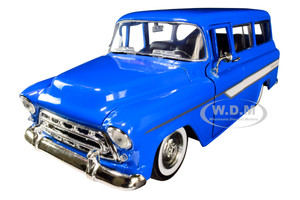 1957 Chevrolet Suburban Blue White Stripes Just Trucks 1/24 Diecast Model Car Jada 97190