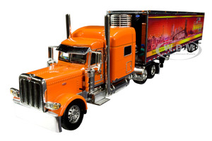 Peterbilt 389 70" Mid-Roof Sleeper Cab Tractor Truck with 53' Utility Reefer Refrigerated Trailer "Scotlynn Group" Orange 1/64 Diecast Model by DCP/First Gear 60-0705