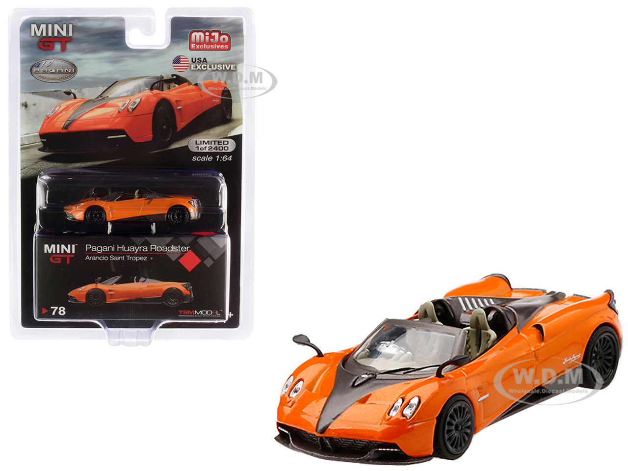 Pagani Huayra Roadster Arancio Saint Tropez / Orange Metallic Limited  Edition to 2,400 pieces Worldwide 1/64 Diecast Model Car by Mini GT