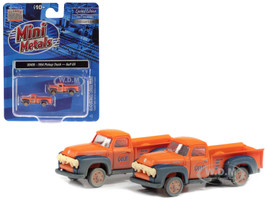 1954 Ford Pickup Trucks Gulf Oil Orange Dirty Weathered Set of 2 pieces 1/160 N Scale Model Cars Classic Metal Works 50406