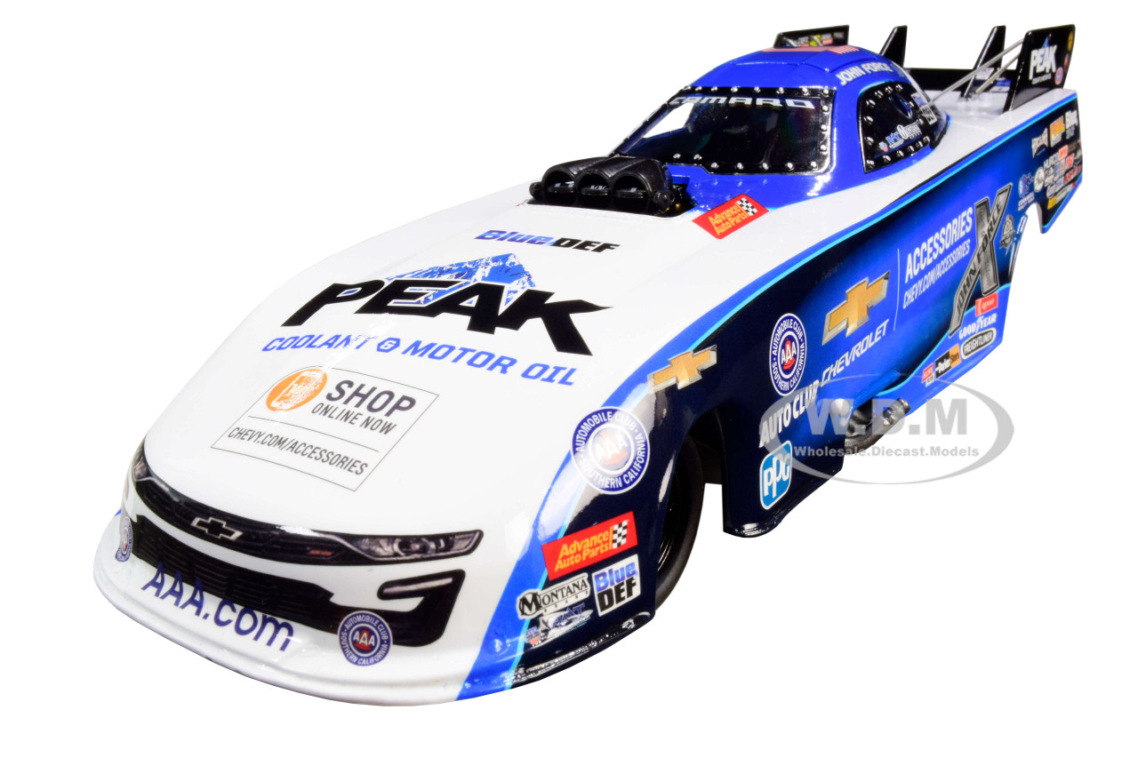 2019 Peak Chevrolet Camaro NHRA Funny Car John Force John Force Racing 1//24 Diecast Model Car by Autoworld