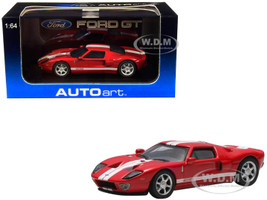 2004 Ford GT Red White Stripes 1/64 Diecast Model Car Autoart 20351
