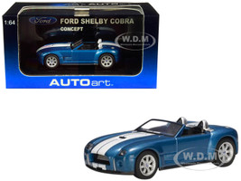 2004 Ford Shelby Cobra Concept Guardsman Blue Metallic Performance White Stripes 1/64 Diecast Model Car Autoart 20543