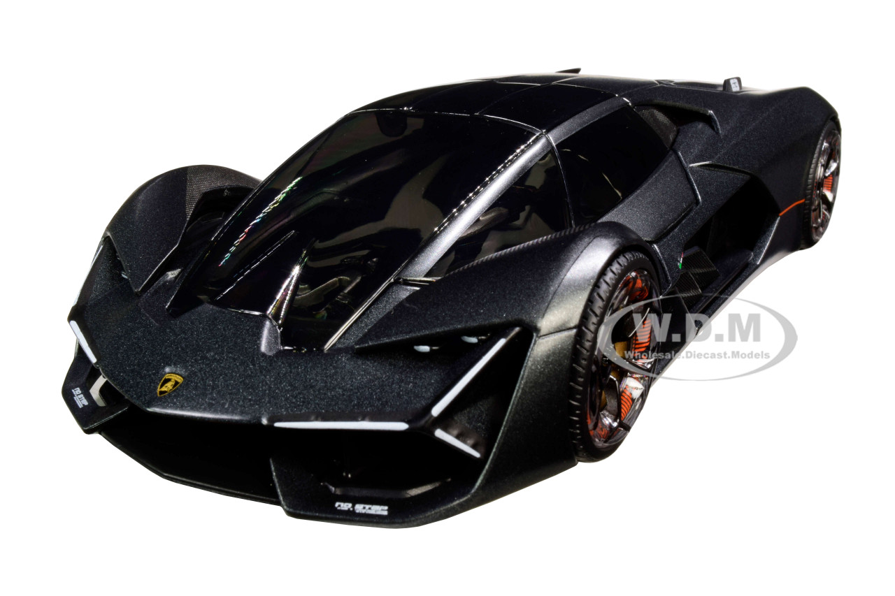 Lamborghini Terzo Millennio Dark Gray Metallic Black Top Carbon Accents  1/24 Diecast Model Car Bburago