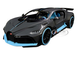 Bugatti Divo Satin Charcoal Gray Carbon Blue Accents Special Edition 1/24 Diecast Model Car Maisto 31526