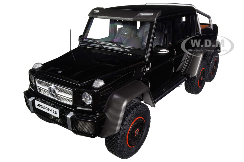 Mercedes Benz G63 AMG 6x6 Gloss Black Carbon Accents 1/18 Model Car Autoart 76306