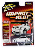 2000 Honda Civic Type R White White Wheels Red Interior Import Heat Street Freaks Series Limited Edition 2400 pieces Worldwide 1/64 Diecast Model Car Johnny Lightning JLCP7310
