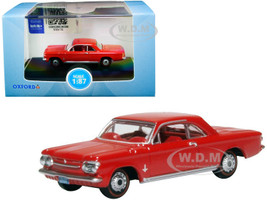 1963 Chevrolet Corvair Coupe Riverside Red Red Interior 1/87 HO Scale Diecast Model Car Oxford Diecast 87CH63002